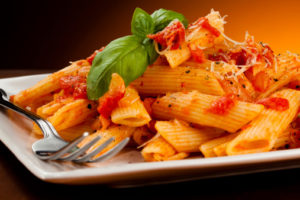 Pasta with tomato sauce and parmesan
